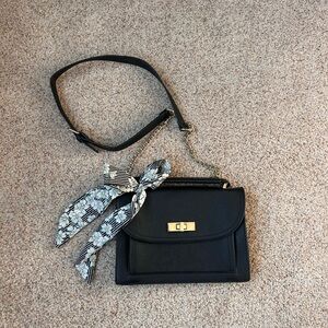 Steve Madden Faux Leather Black Crossbody Bag with Floral Bow
